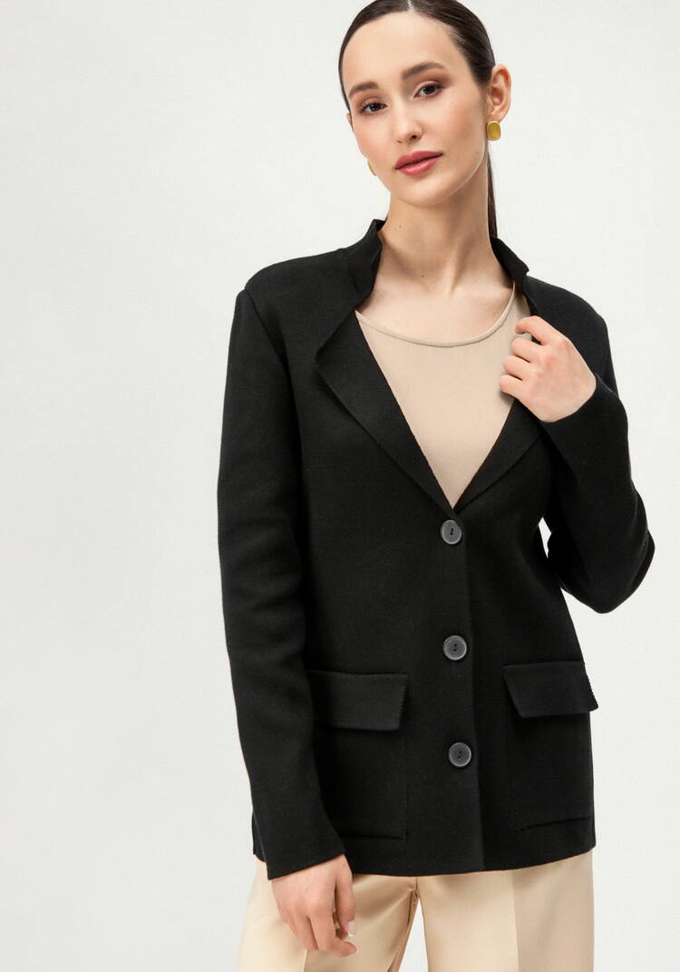 Жакет женский на пуговицах с карманами шир.  750, рис. 13