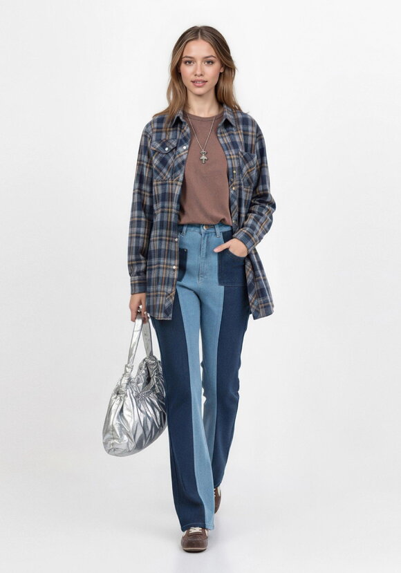 Джинсы комбинированные двухцветные шир.  580, рис. 8