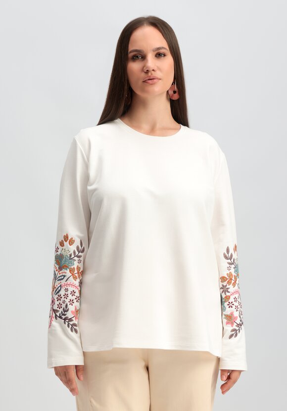 Лонгслив с вышивкой на рукавах шир.  580, рис. 4