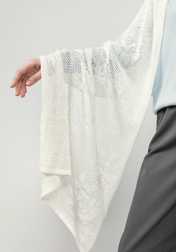 Палантин ажурный из натуральной шерсти шир.  750, рис. 17