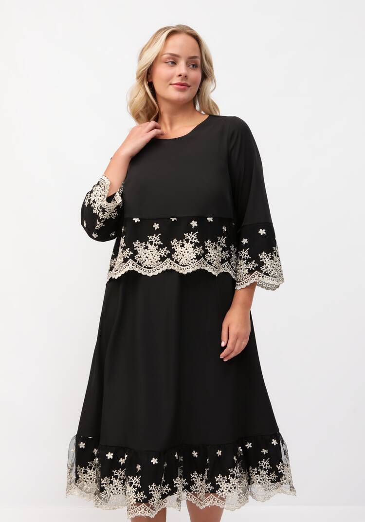 Платье с отделкой кружевом шир.  750, рис. 26