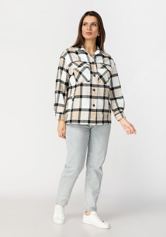 Рубашка женская в клетку  Беатриса шир.  580, рис. 12