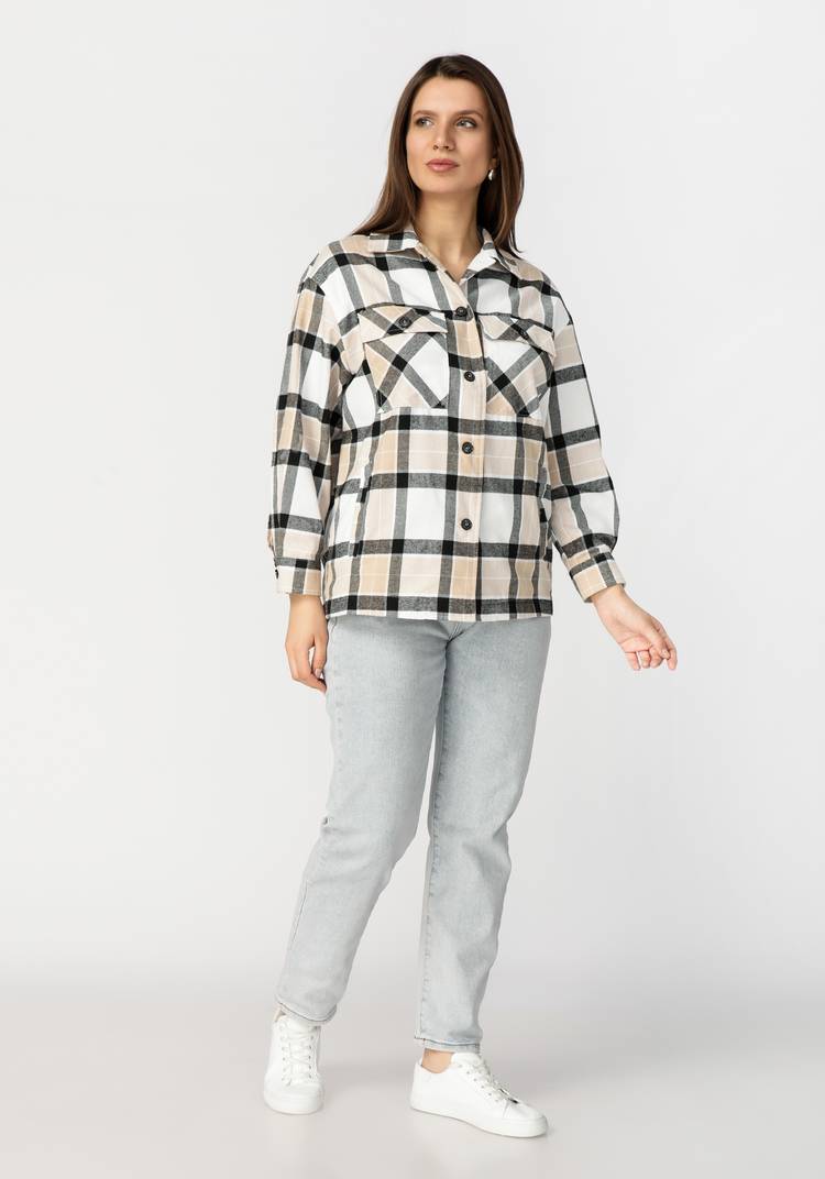 Рубашка женская в клетку  Беатриса шир.  750, рис. 12