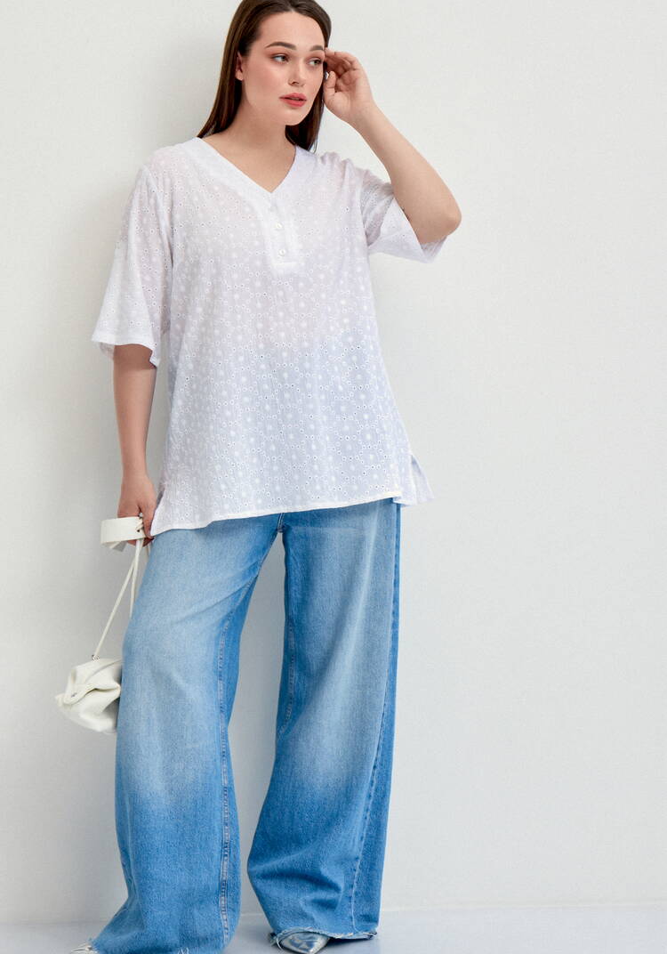 Блуза с V-образным вырезом из шитья шир.  750, рис. 10