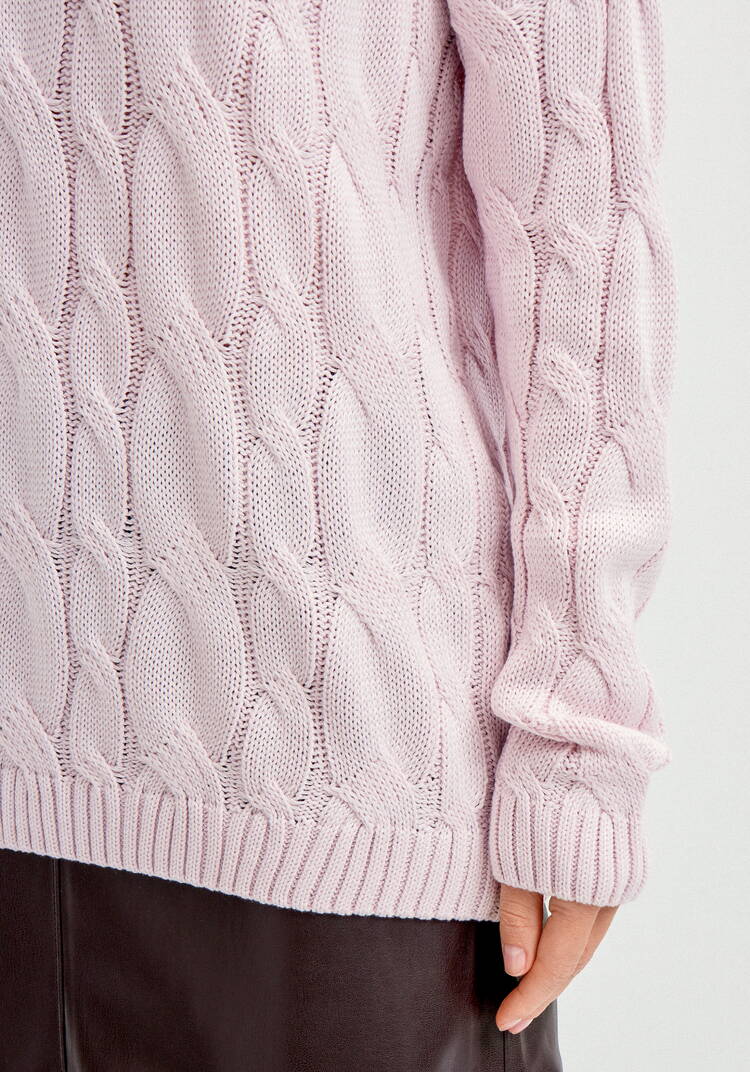 Джемпер с косами и воротником-поло шир.  750, рис. 28