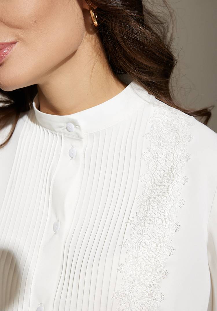 Блуза с защипами и ажурным кружевом шир.  750, рис. 8