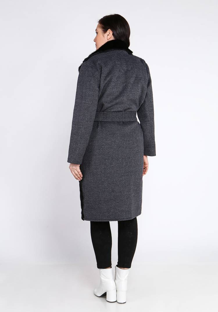 Пальто с отделкой из меха и поясом шир.  750, рис. 3