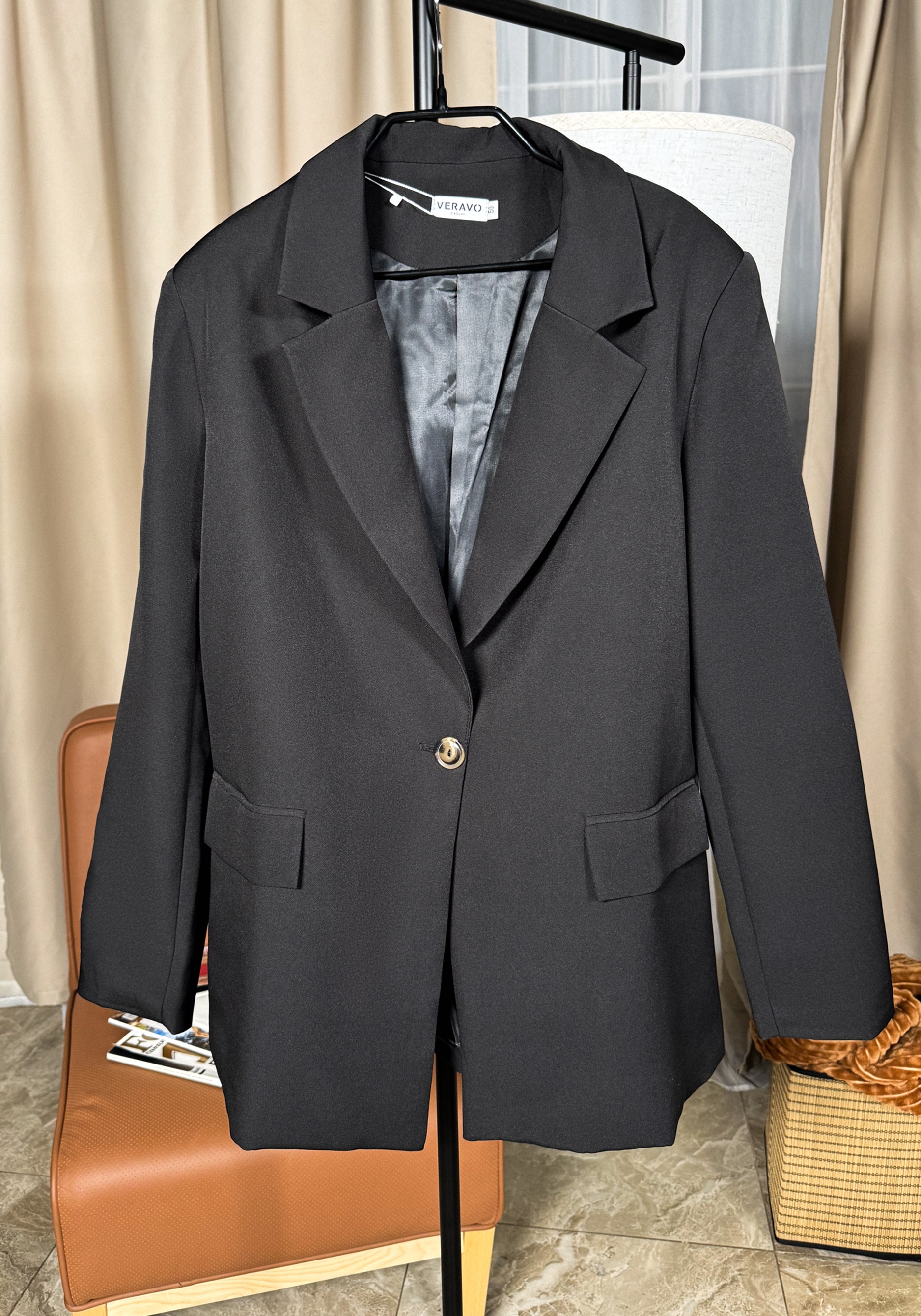 

Пиджак однобортный на подкладке Resale, Черный