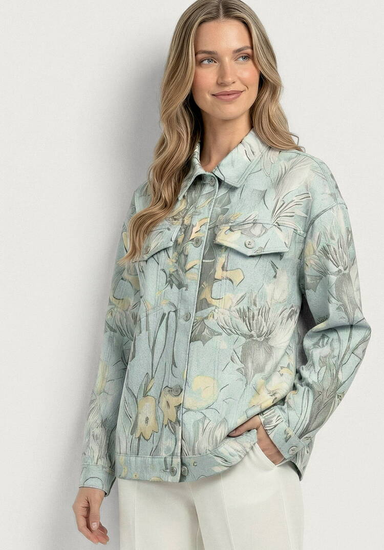 Джинсовая куртка с цветочными мотивами шир.  750, рис. 1