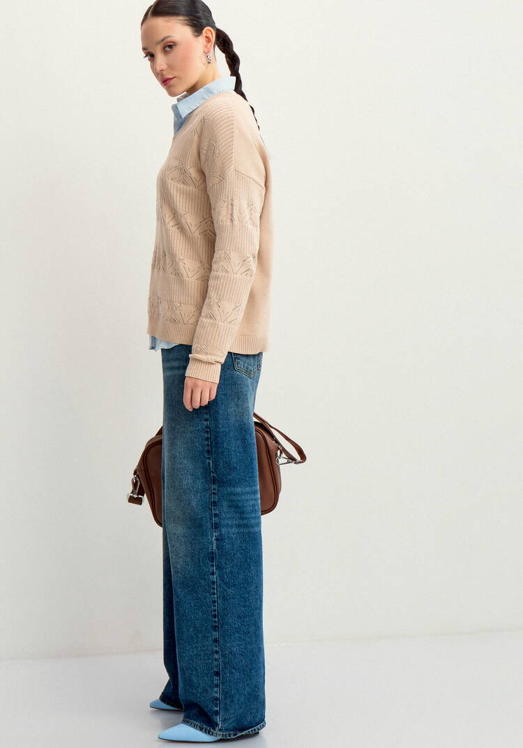 Джемпер с V-образным вырезом ажурный шир.  750, рис. 12