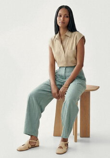 Брюки изо льна с поясом