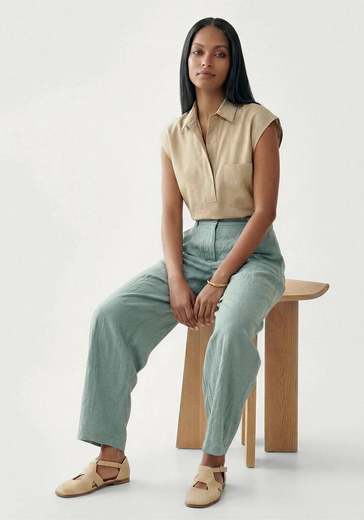 Брюки изо льна с поясом шир.  750, рис. 9