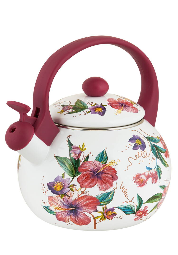 Чайник эмалированный со свистком Цветение шир.  750, рис. 4