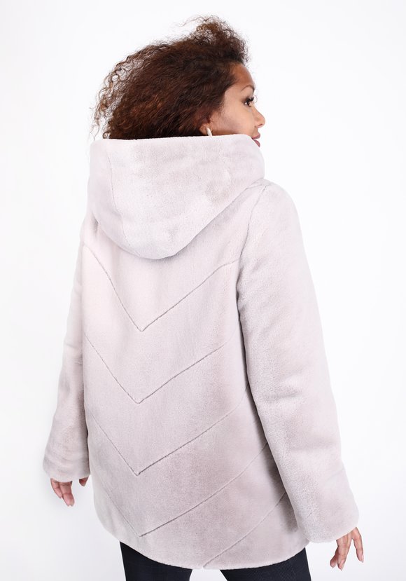 Полушубок из эко норки с капюшоном шир.  580, рис. 2