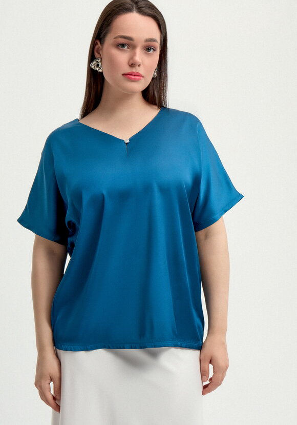 Блуза шелковая с V-образным вырезом шир.  580, рис. 12