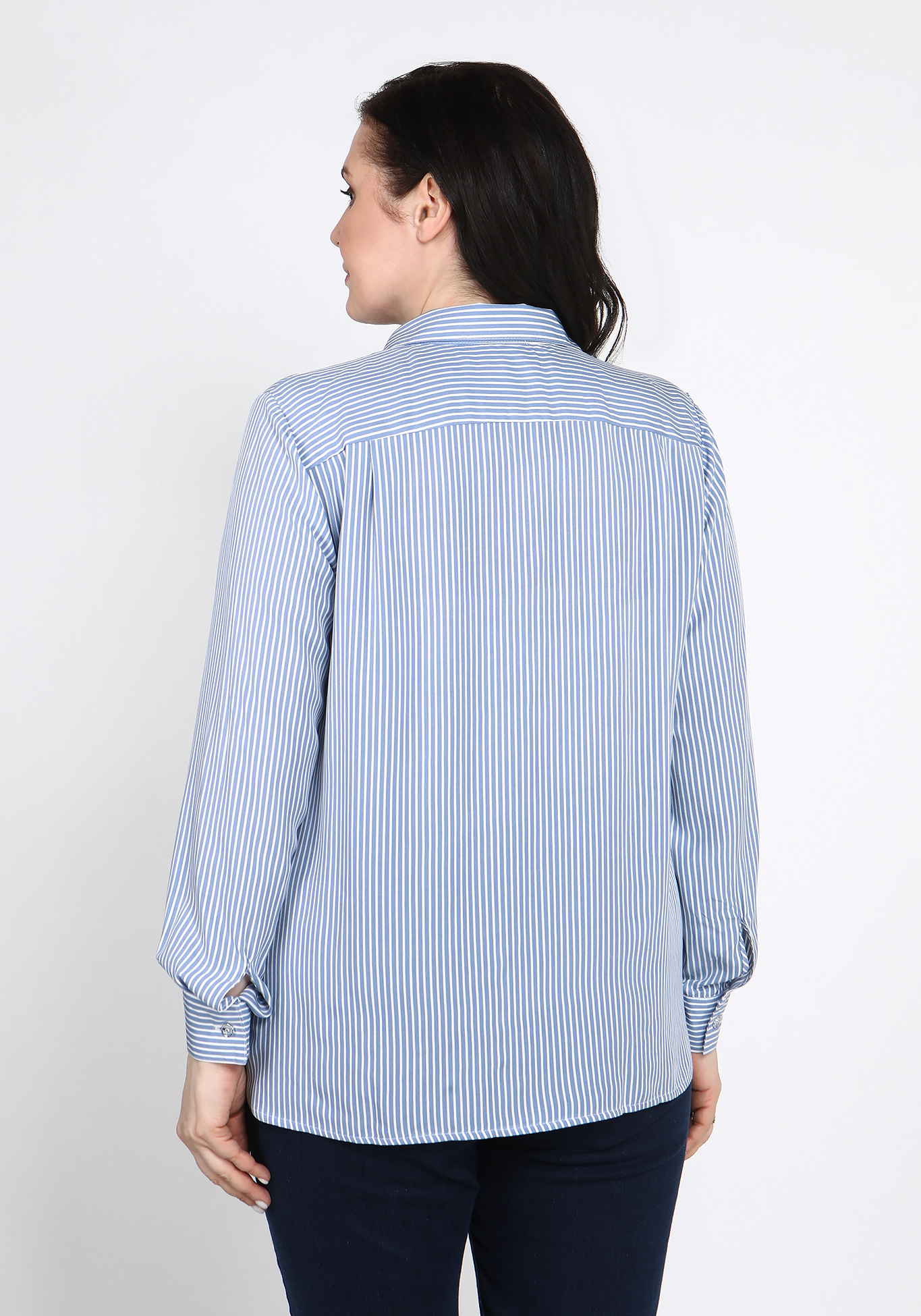 Классическая блуза с длинным рукавом Julia Weber, размер 48, цвет голубой - фото 3
