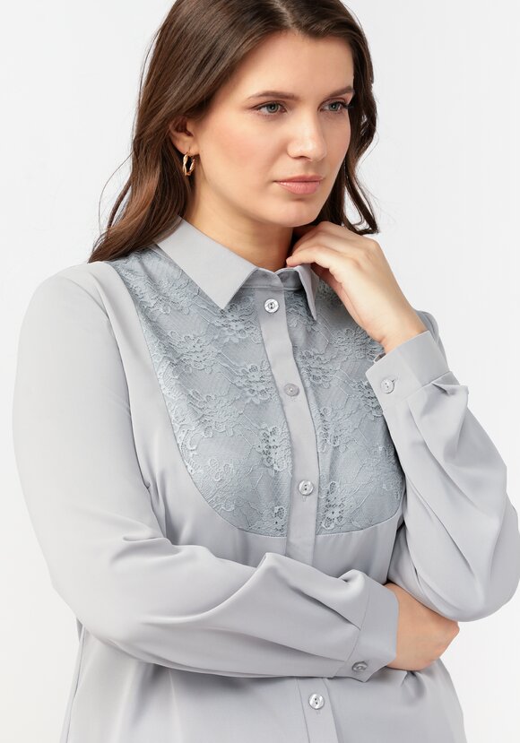 Блуза прямого силуэта с гипюровой вставкой шир.  580, рис. 10