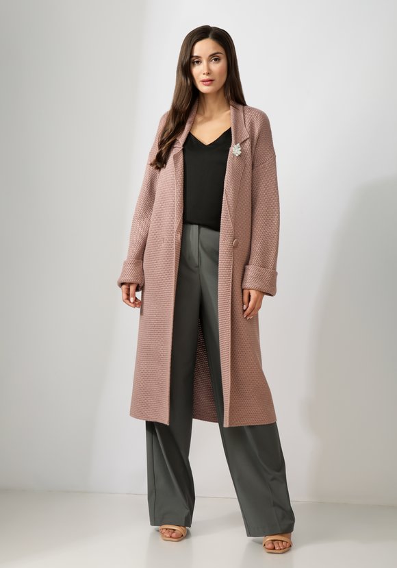 Пальто женское структурной вязки шир.  580, рис. 2