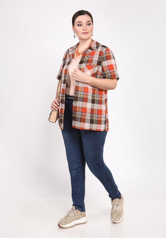 Блуза Стильная клетка шир.  580, рис. 1