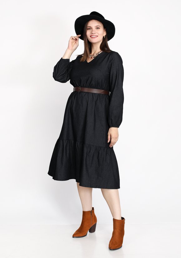 Платье ярусное джинсовое шир.  580, рис. 1