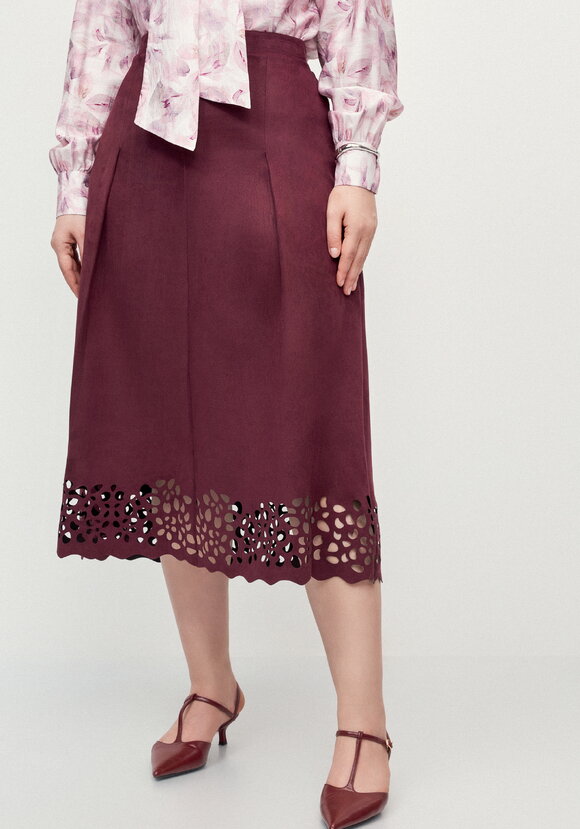 Юбка замшевая с ажурным узором Агата шир.  580, рис. 9