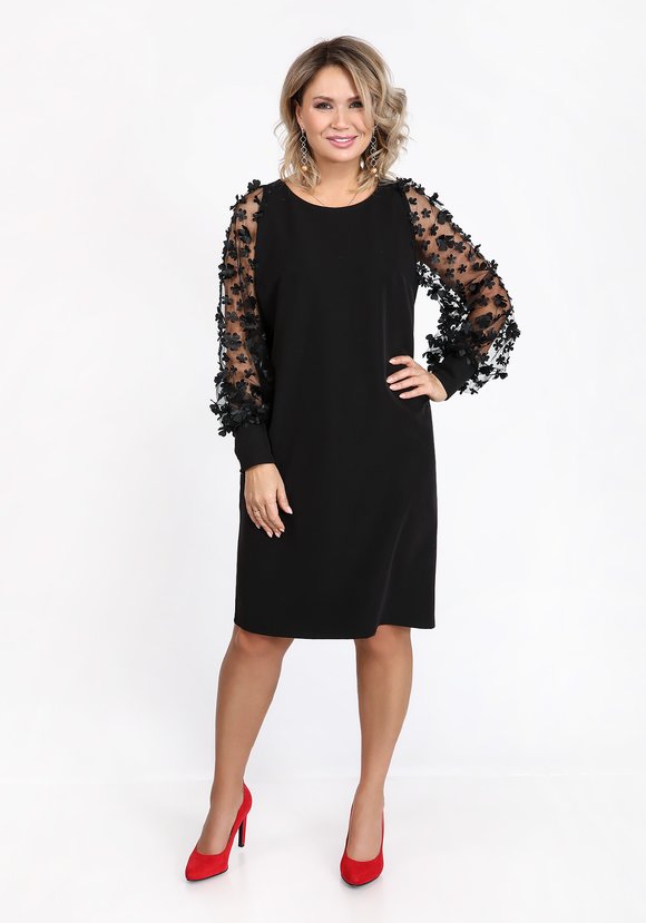 Платье коктейльное из комбинированной ткани шир.  580, рис. 2