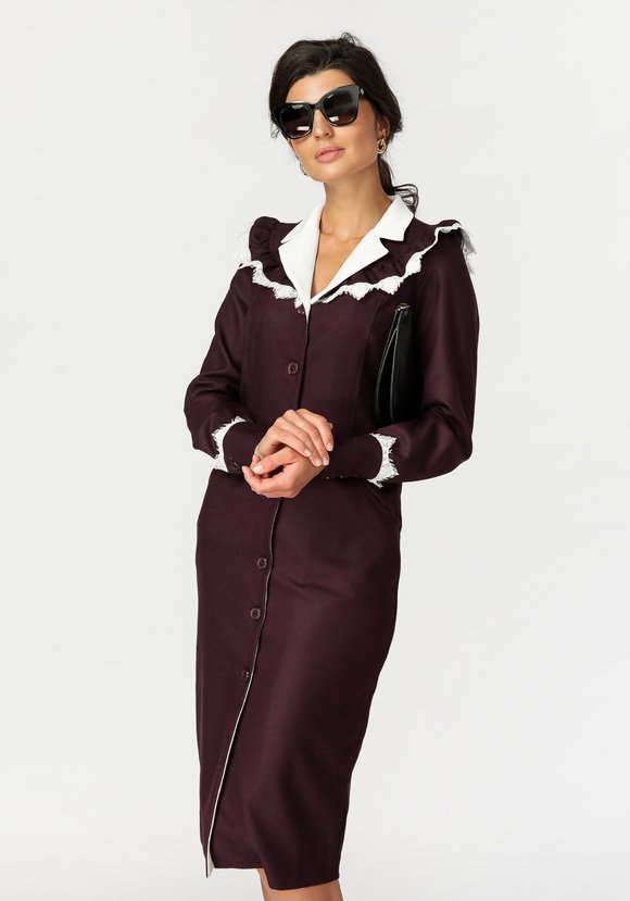 Платье с кокеткой и кружевной отделкой шир.  580, рис. 4