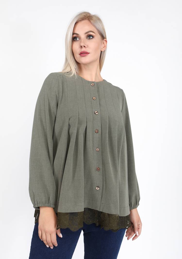 Блуза на пуговицах с отделкой из кружева шир.  750, рис. 5