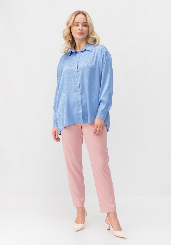 Рубашка атласная с анималистичным принтом шир.  580, рис. 29