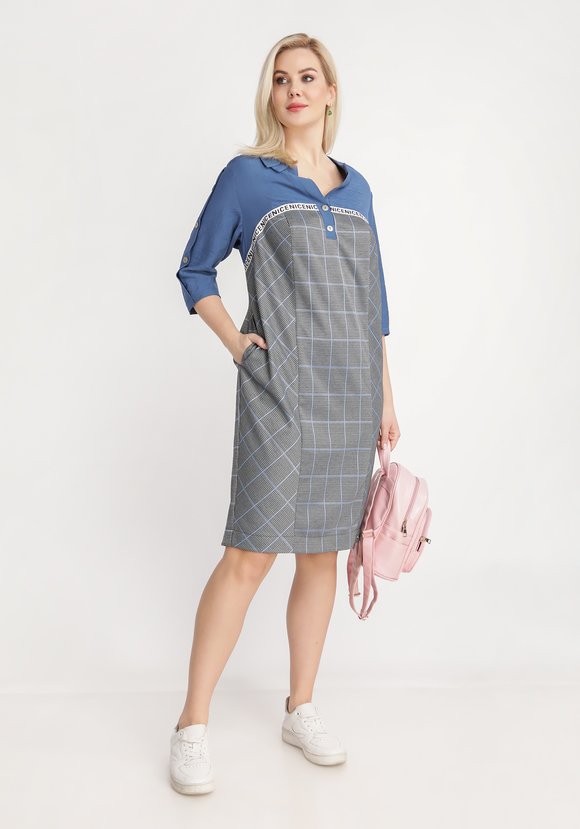 Платье комбинированное с декором шир.  580, рис. 5