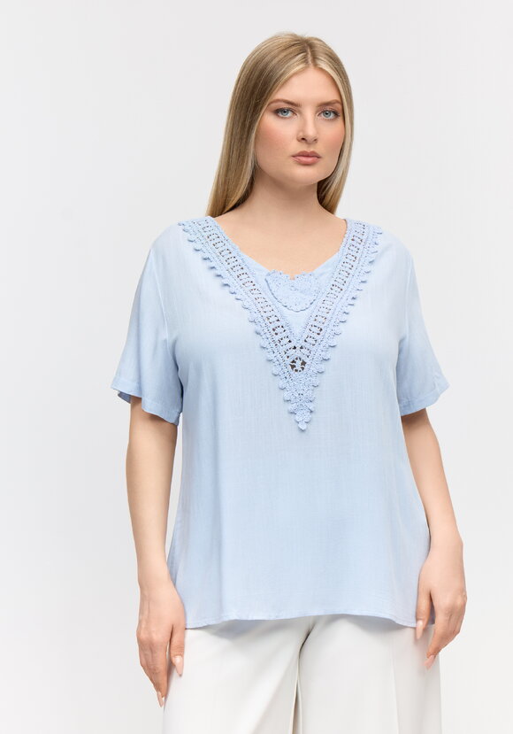 Блуза с кружевной отделкой свободного кроя шир.  580, рис. 10