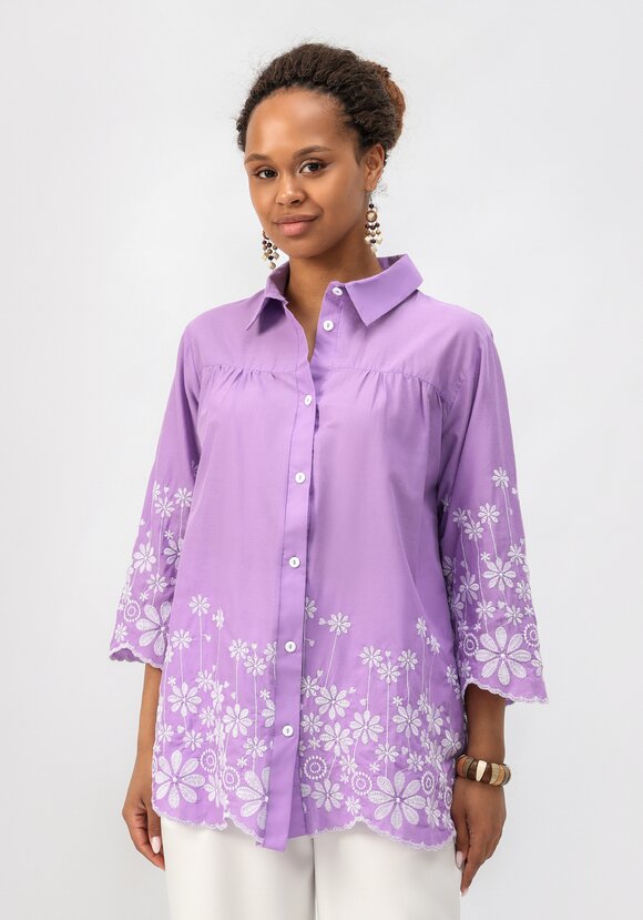 Блуза с цветочной вышивкой на пуговицах шир.  580, рис. 28