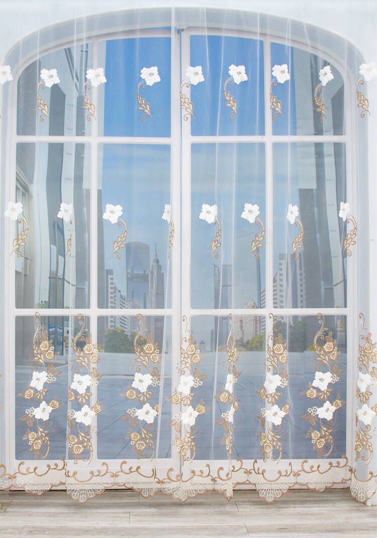 Тюль с вышивкой Белый цветок шир.  750, рис. 11