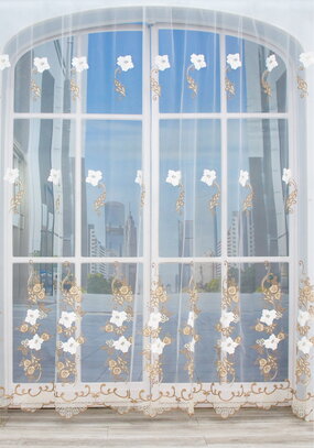 Тюль с вышивкой Белый цветок