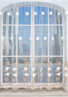 Тюль с вышивкой Белый цветок