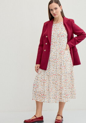 Платье миди из шифона с принтом