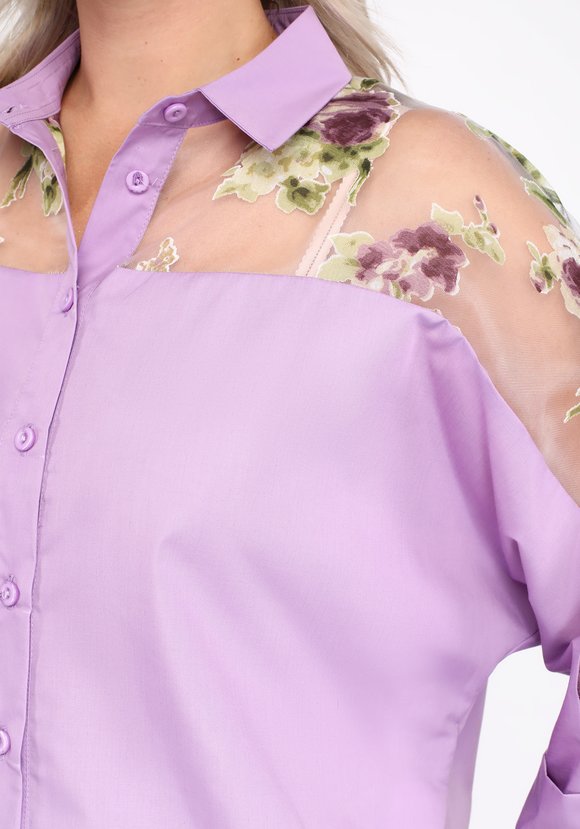 Блуза с рубашечным воротником и рукавом 3/4 шир.  580, рис. 6