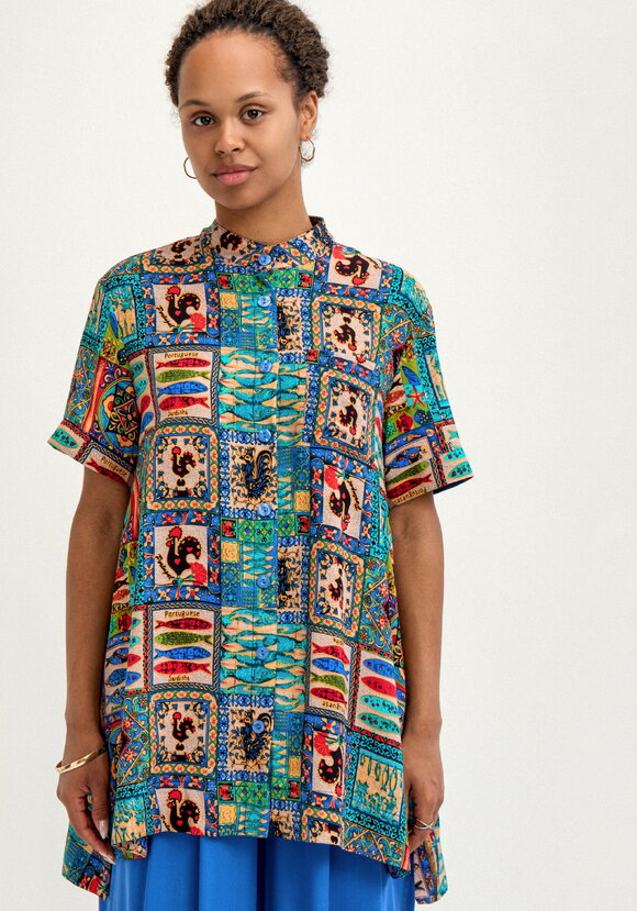 Блуза хлопковая с этническим рисунком шир.  580, рис. 4