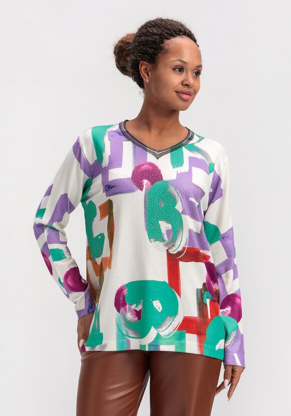 Джемпер с ярким орнаментом шир.  580, рис. 7