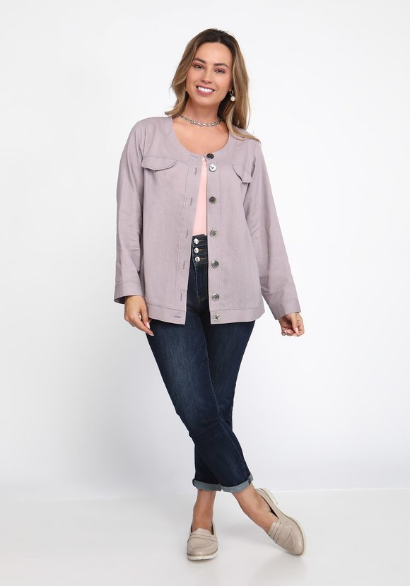 Жакет в стиле сафари на пуговицах шир.  580, рис. 5