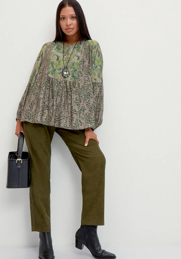 Блуза  с комбинированным принтом шир.  750, рис. 8