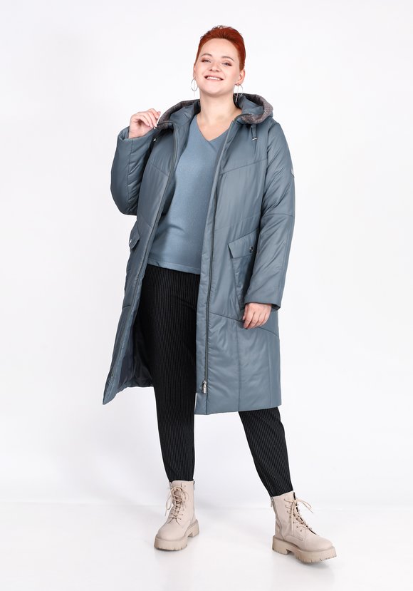 Пальто на синтепоне однотонное с капюшоном шир.  580, рис. 11