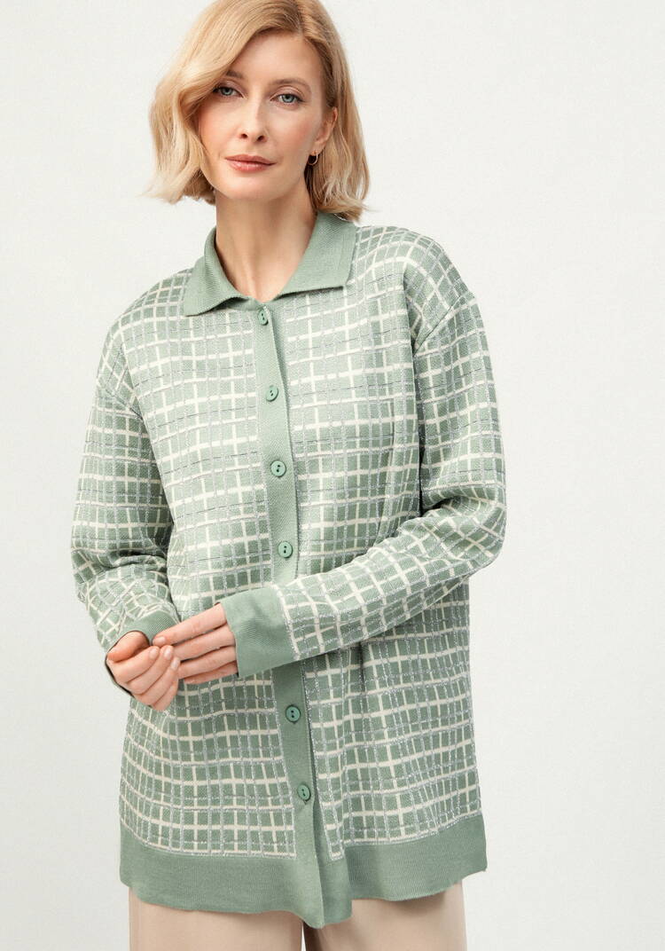 Рубашка-джемпер с отложным воротником клетка шир.  750, рис. 19