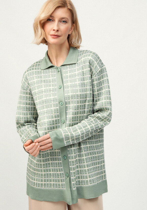 Рубашка-джемпер с отложным воротником клетка шир.  580, рис. 19