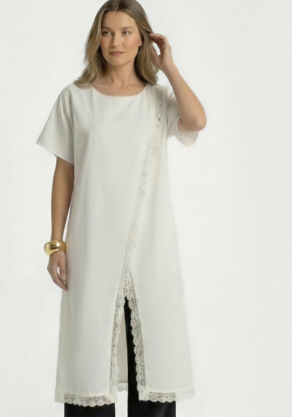 Туника из льна с кружевом Инга шир.  580, рис. 1