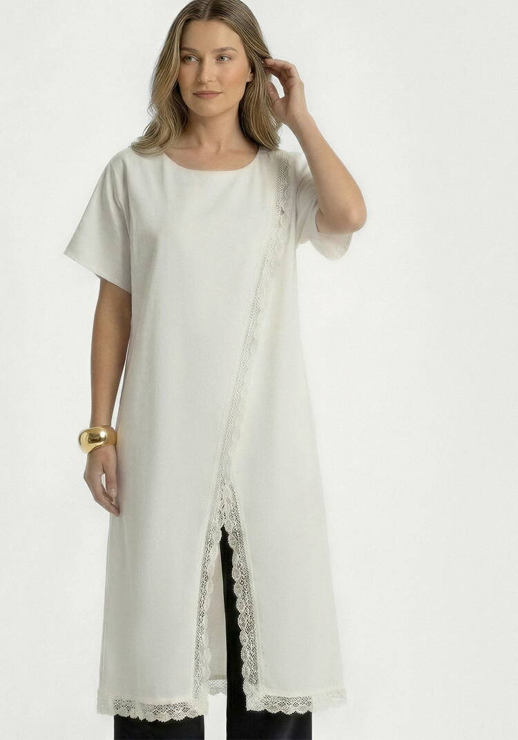 Туника из льна с кружевом Инга шир.  750, рис. 1