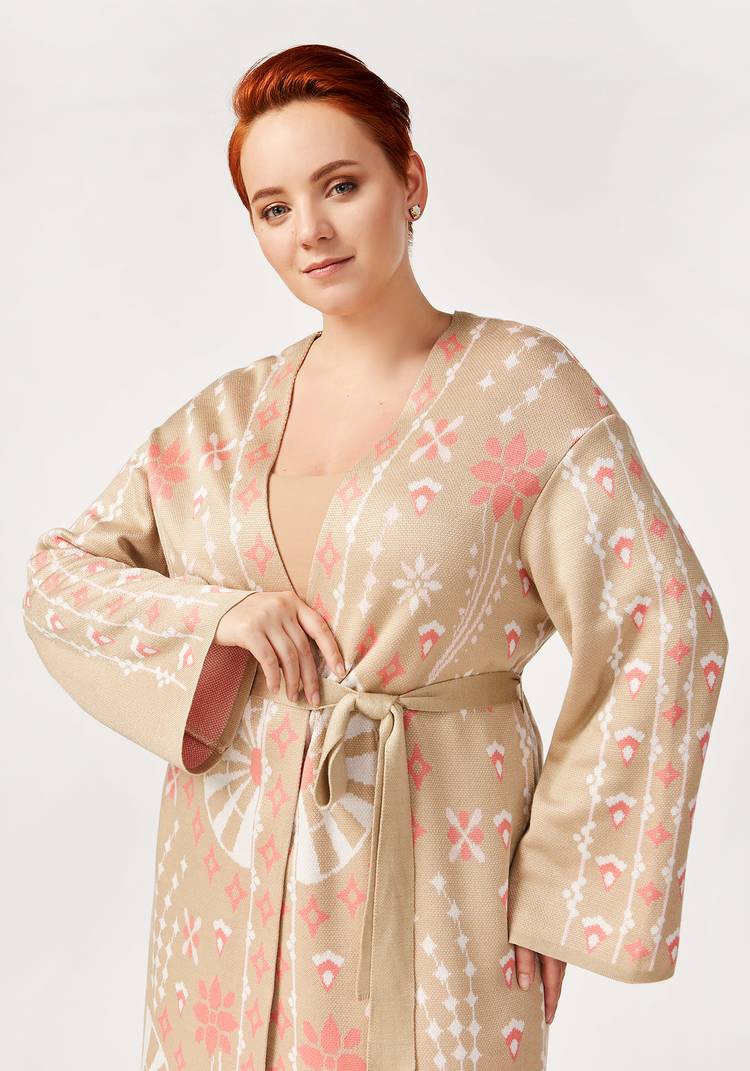 Кардиган с поясом и абстрактным рисунком шир.  750, рис. 4