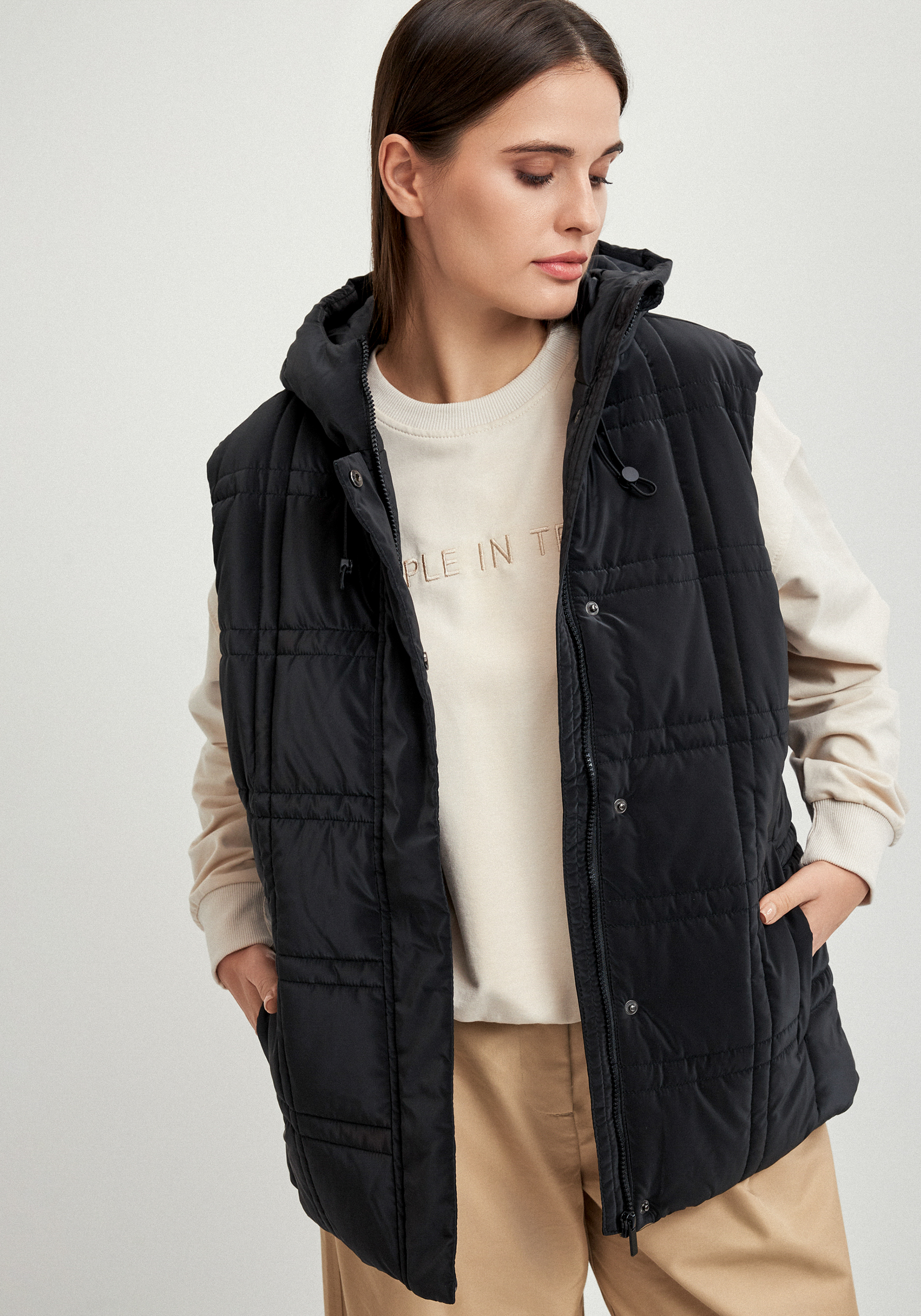 

Жилет стеганый метализированный, Черный