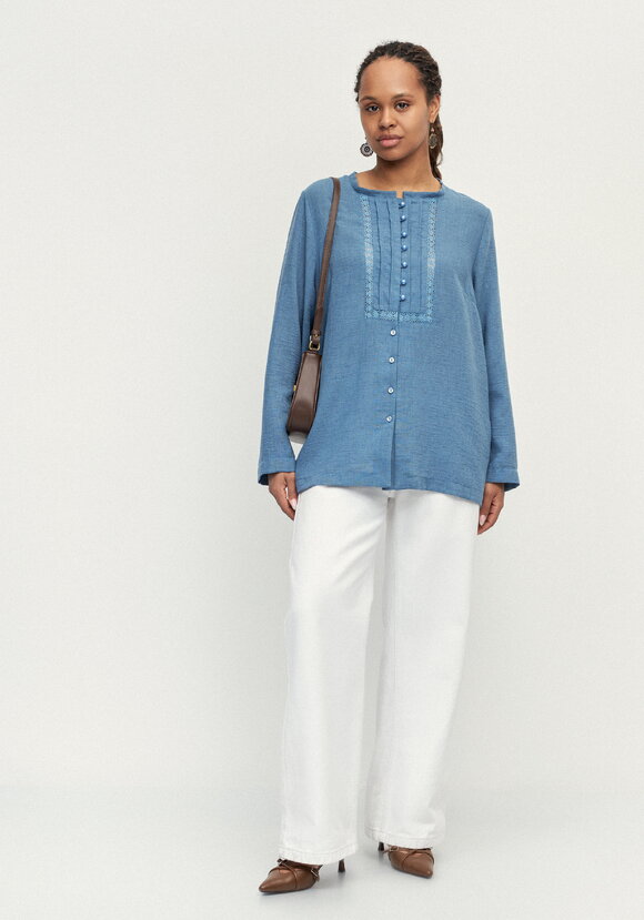 Блуза изо льна с вставками кружева шир.  580, рис. 10