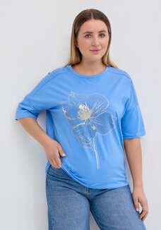 Футболка с цветочным принтом и стразами